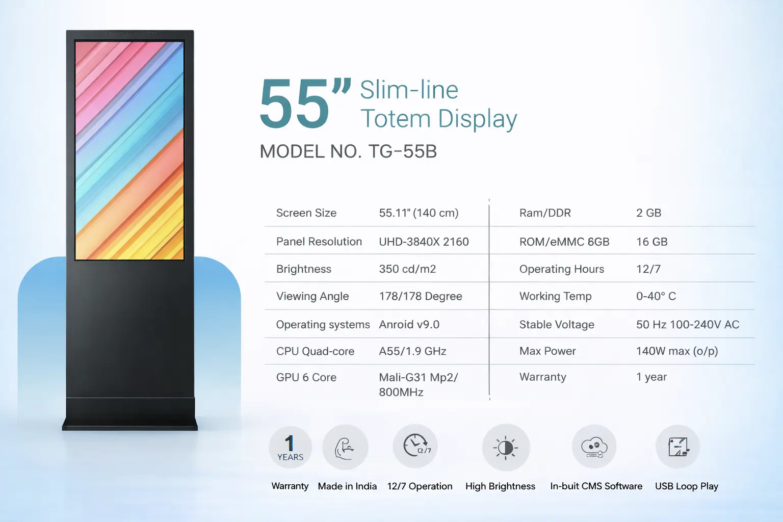 55 slim Line Totem Display